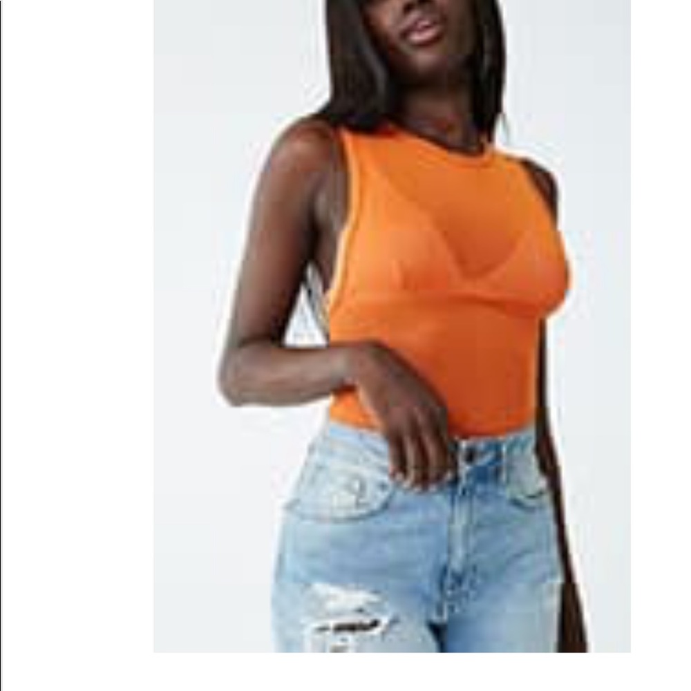 Sheer orange body suit